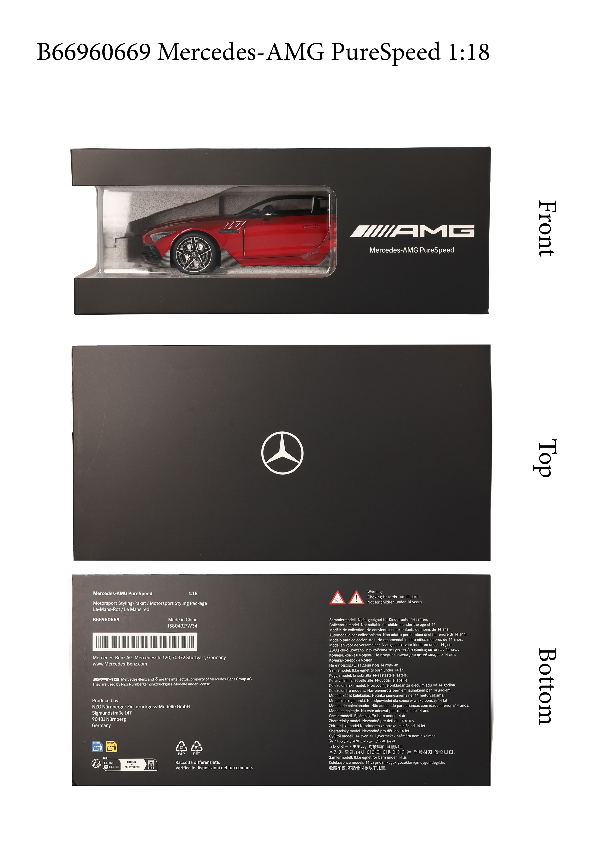 Mercedes-AMG PureSpeed, R232 - czerwień Le Mans, NZG, 1:18