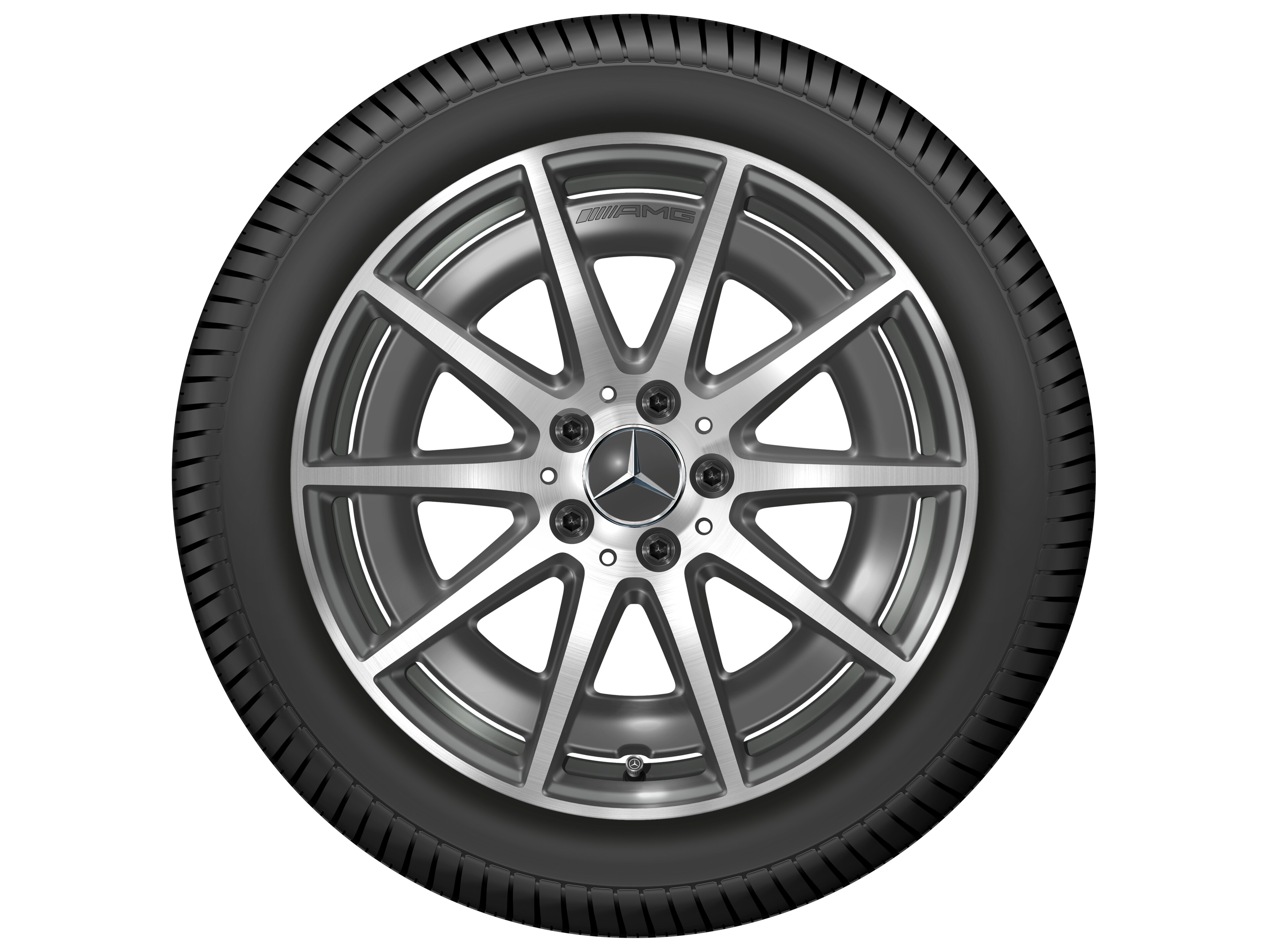 Obręcz AMG 10-ramienna, 45,7 cm (18 cali) - 8 J x 18 ET 43,1, szarość tantalu, toczone na połysk