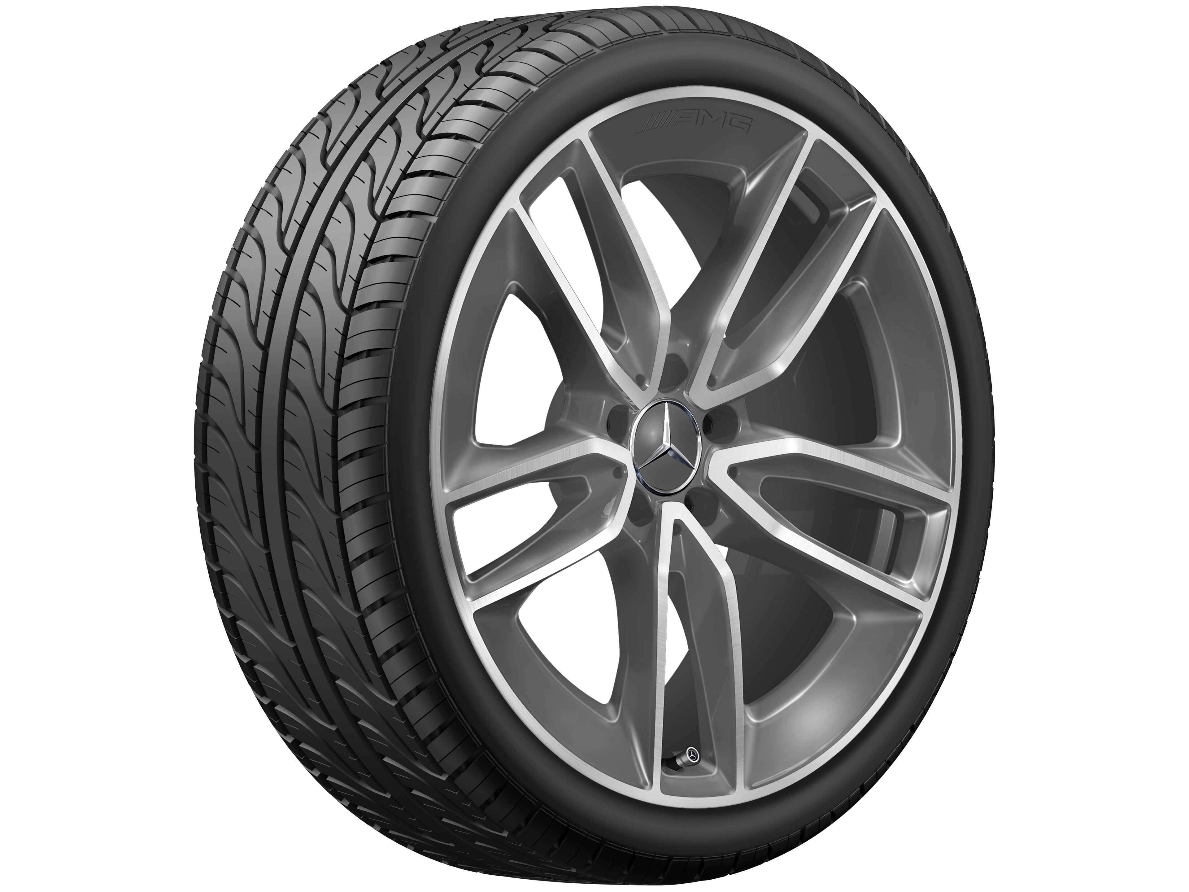 Obręcz AMG z 5 podwójnymi ramionami, 50,8 cm (20 cali) - 9 J x 20 ET 49, szarość tantalu, toczone na połysk