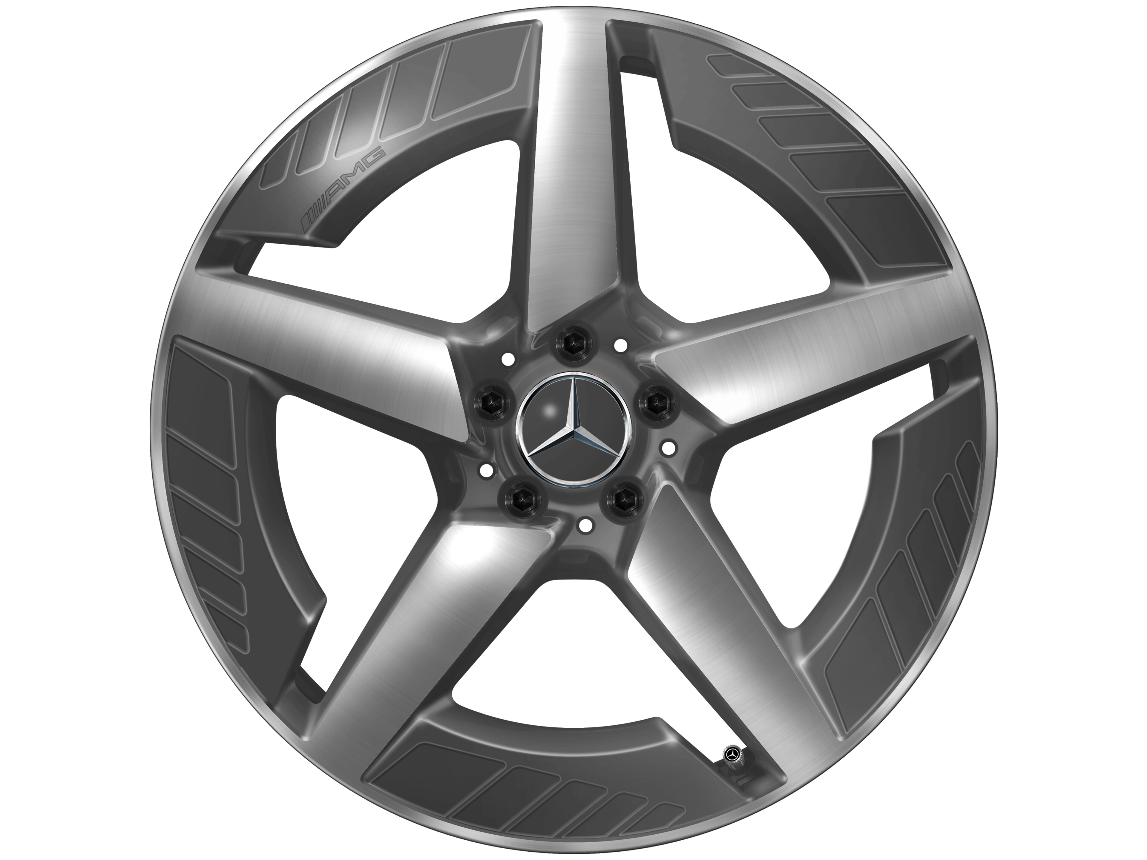 Obręcz AMG z lekkiego stopu, 5-ramienne, 50,8 cm (20 cali) - 9 J x 20 ET 57,1, szarość tantalu, toczone na połysk