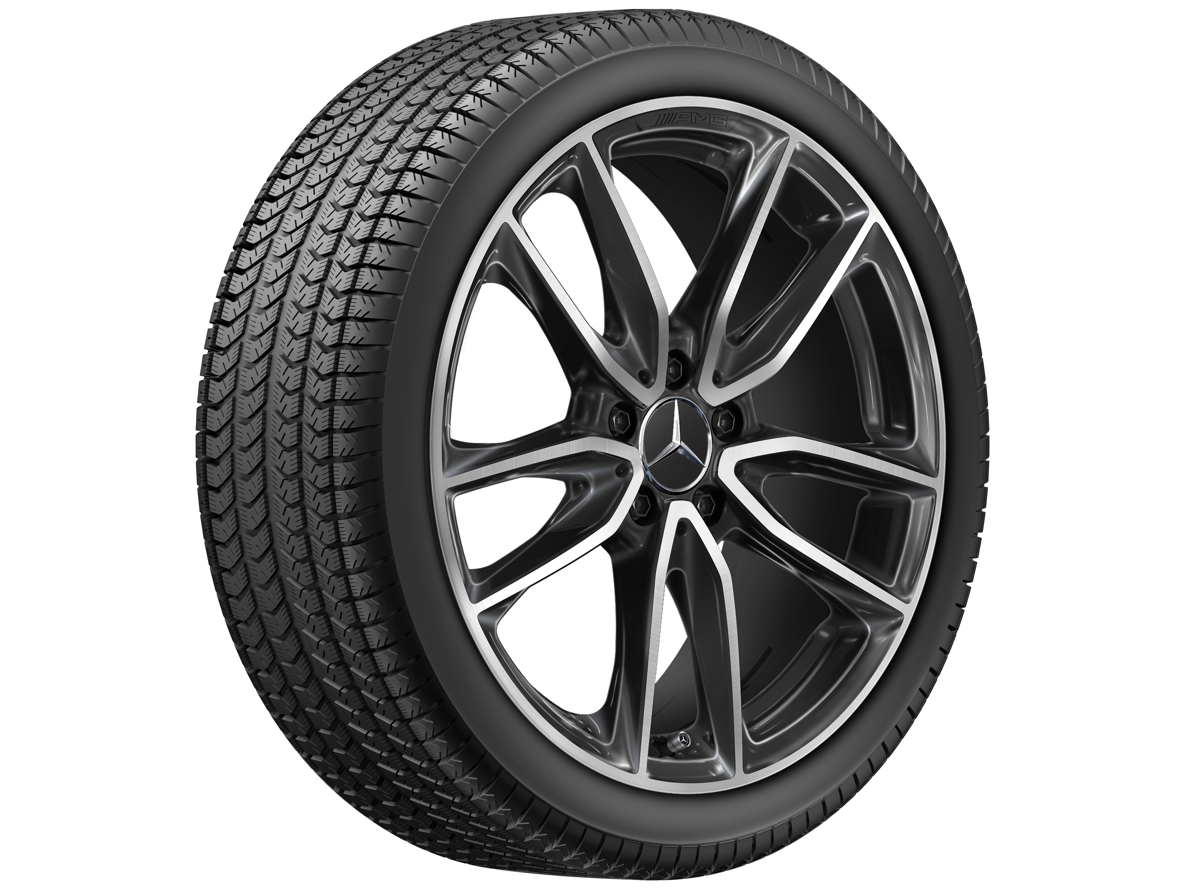Obręcz AMG z 5 podwójnymi ramionami, 48,3 cm (19 cali) - 7,5 J x 19 ET 49, czerń, toczone na połysk