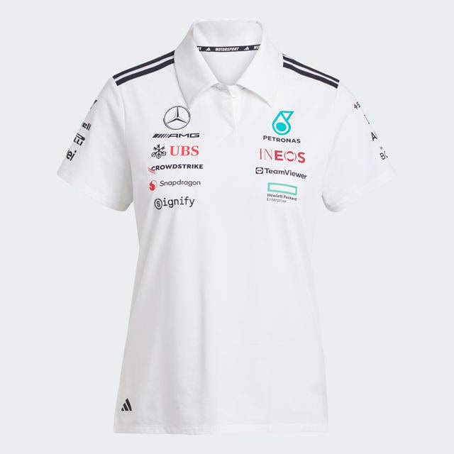 Damska koszulka polo, Team, Mercedes-AMG F1 - biały, XXS