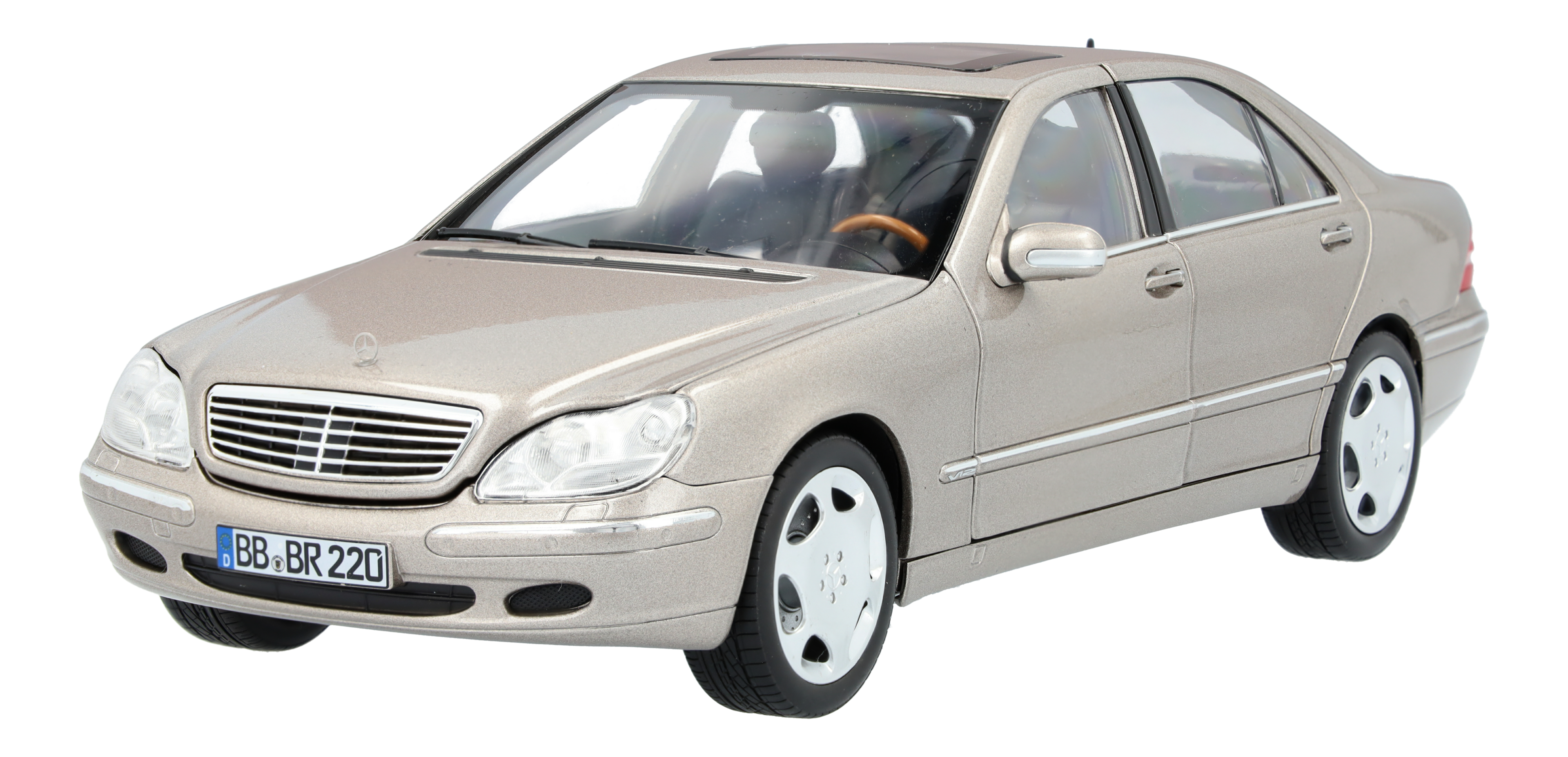 S 600 limuzyna w wersji długiej V220 (2000-2005) - srebro kubanitu, Norev, 1:18