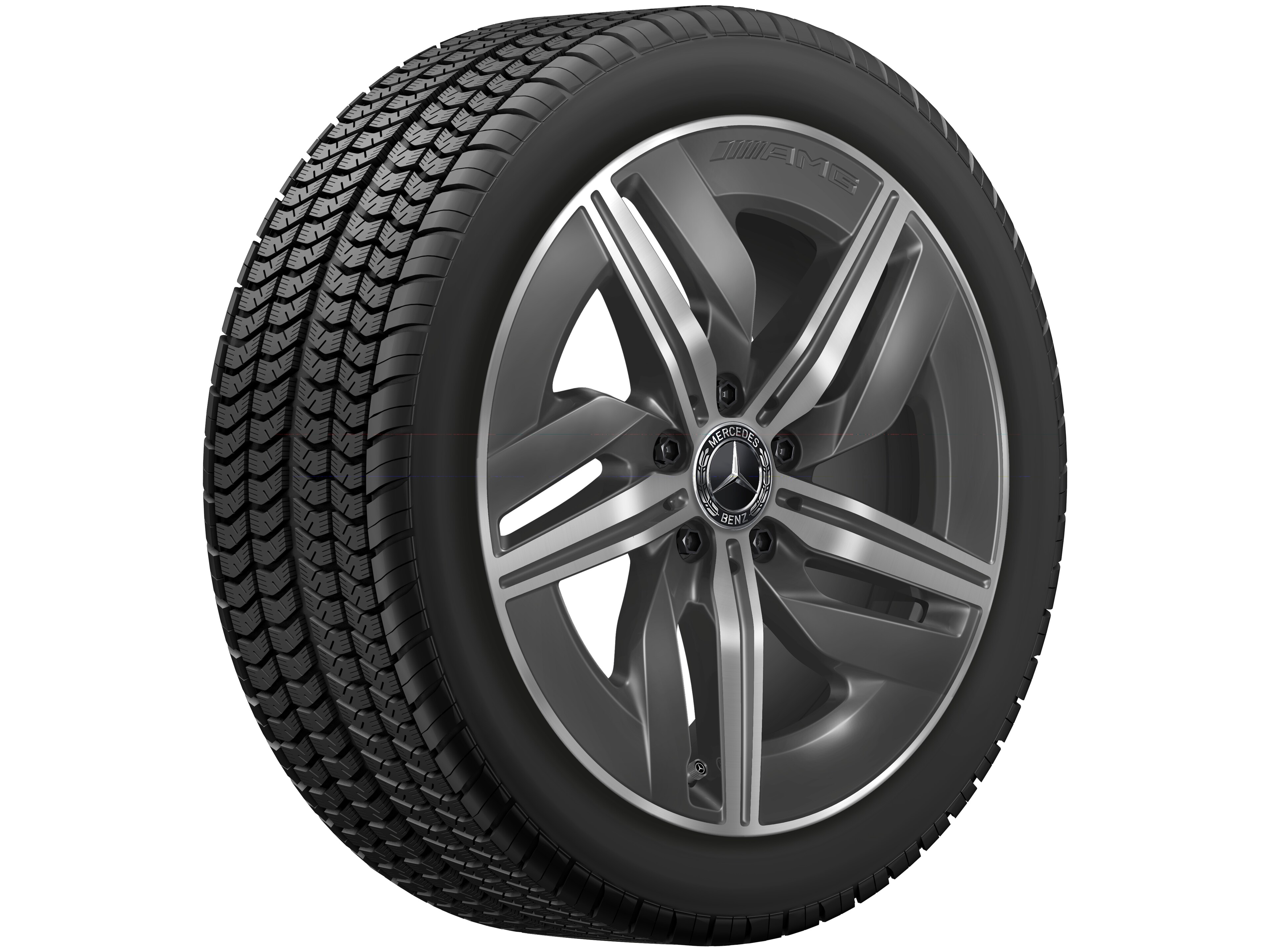Obręcz AMG 5-ramienna, 45,7 cm (18 cali) - 9 J x 18 ET 66, szarość tantalu, toczone na połysk