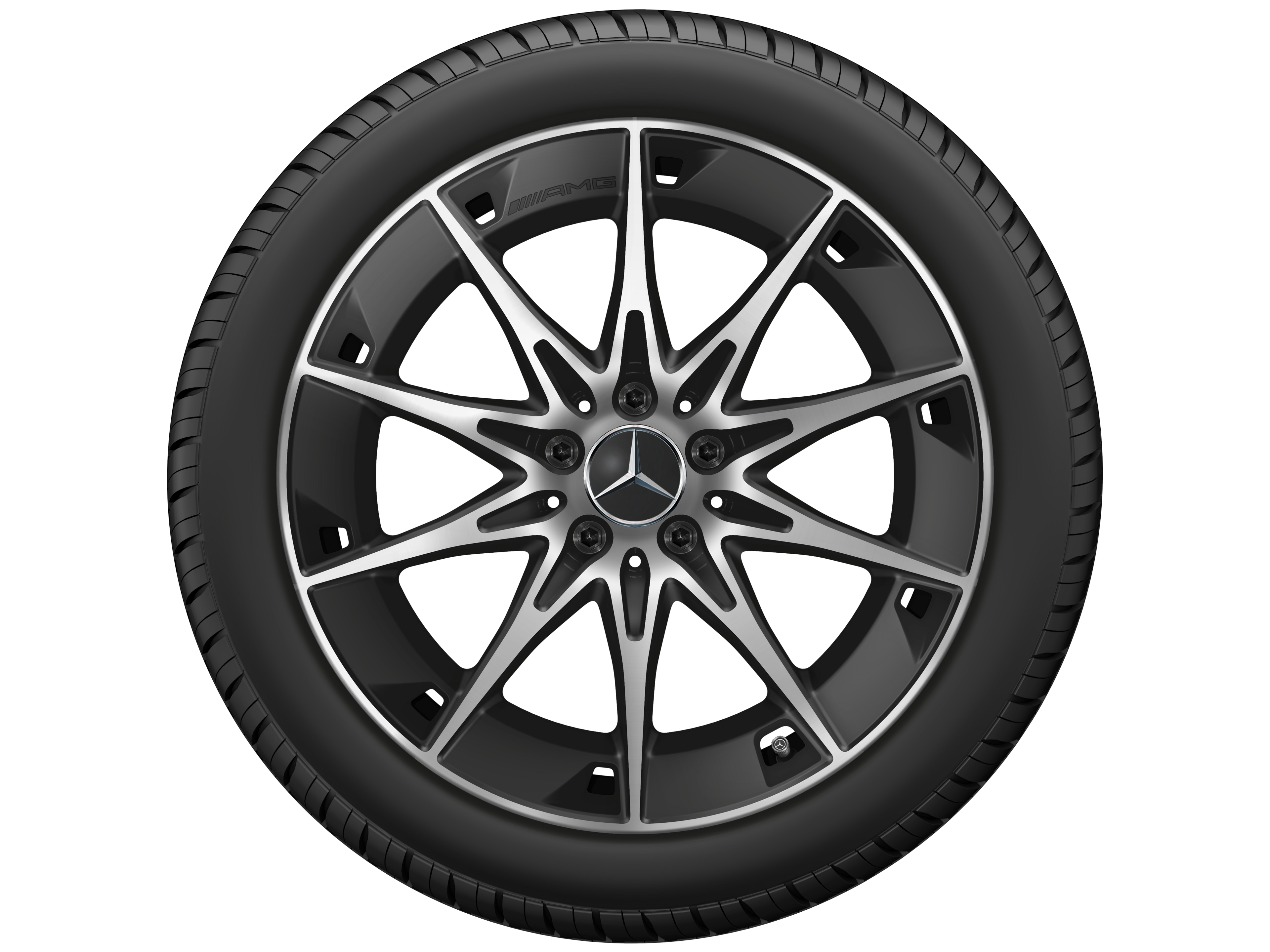Obręcz AMG 10-ramienna, 48,3 cm (19 cali) - 9,5 J x 19 ET 19, czarny mat, toczone na połysk