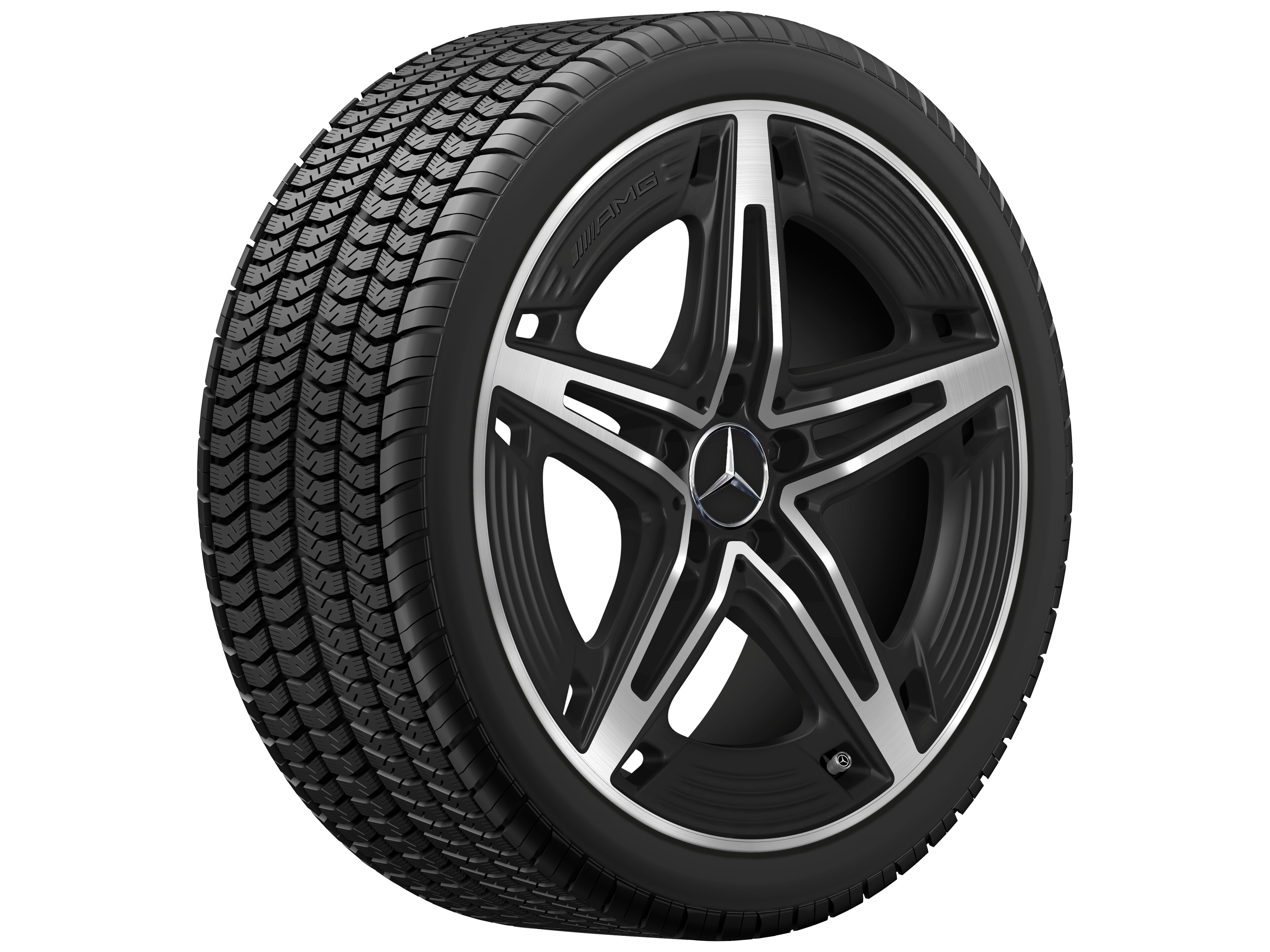 Obręcz AMG 5-ramienna, 48,3 cm (19 cali) - 8,5 J x 19 ET 46, czarny mat, toczone na połysk