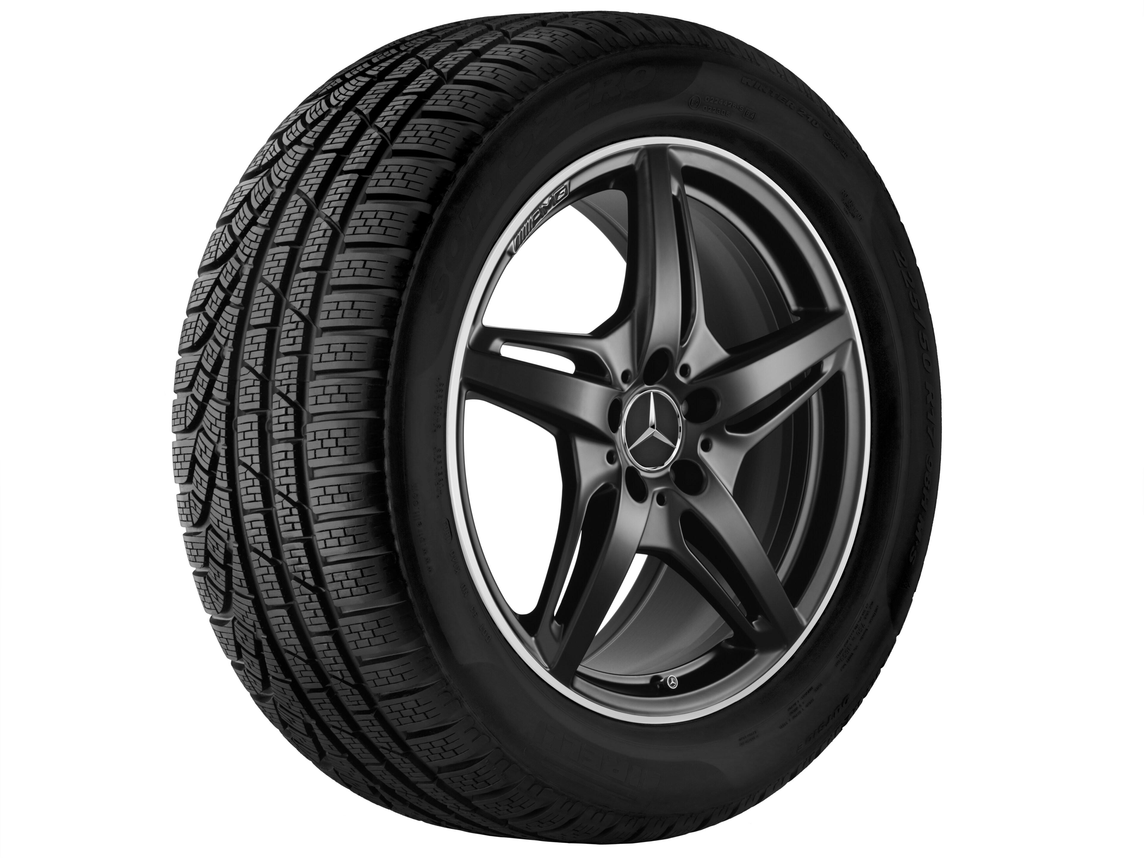 Obręcz AMG 5-ramienna, 50,8 cm (20 cali), Obrzeże obręczy polerowane na połysk - 11 J x 20 ET 68, czarny mat