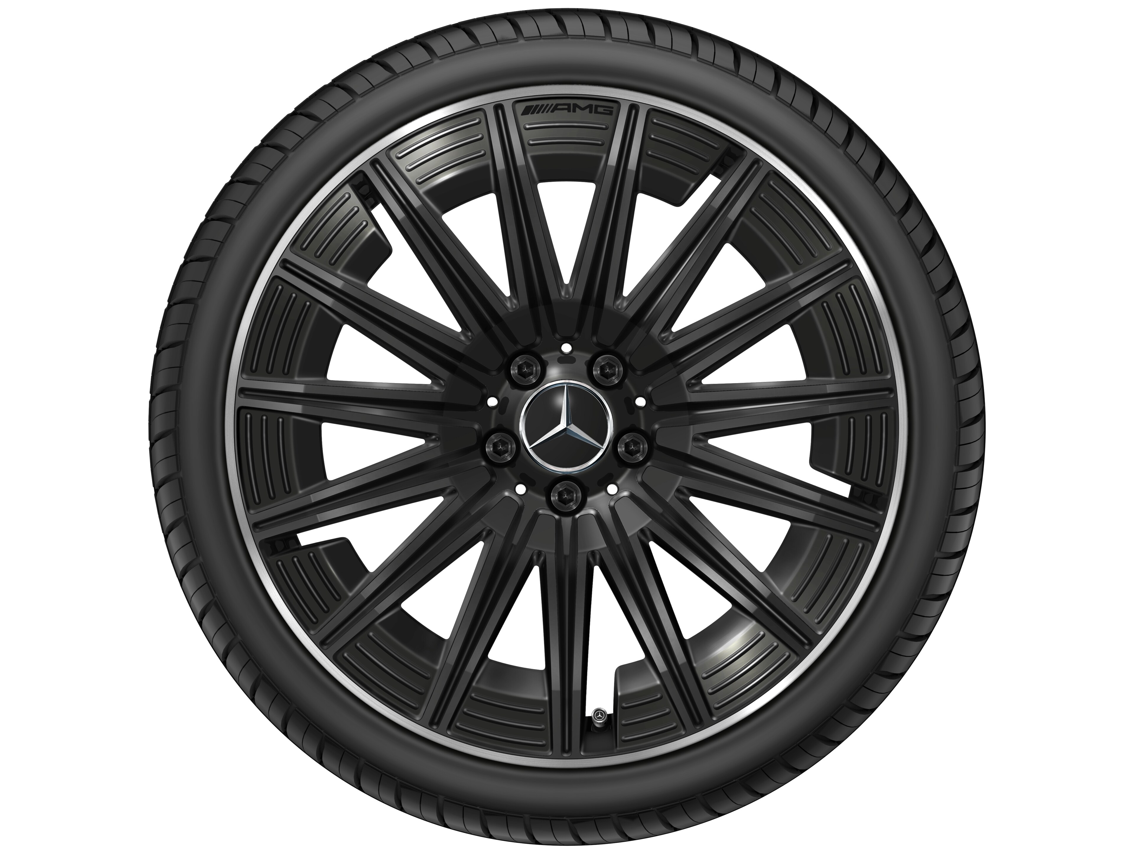 Wieloramienna obręcz koła AMG, 50,8 cm (20 cali), Obrzeże obręczy polerowane na połysk - 9 J x 20 ET 60,5, czerń, obrzeże obręczy polerowane na połysk