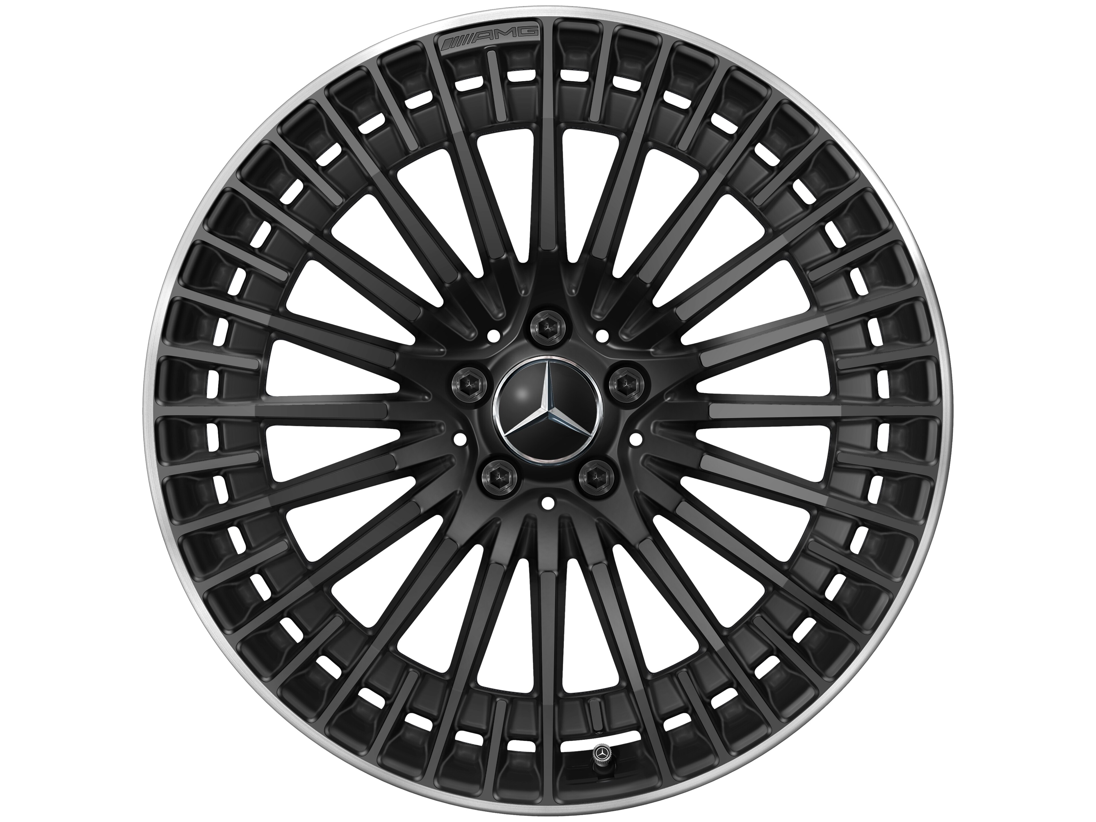 Wieloramienna obręcz koła AMG, 50,8 cm (20 cali), Obrzeże obręczy polerowane na połysk - 8,5 J x 20 ET 50,5, czerń, obrzeże obręczy polerowane na połysk