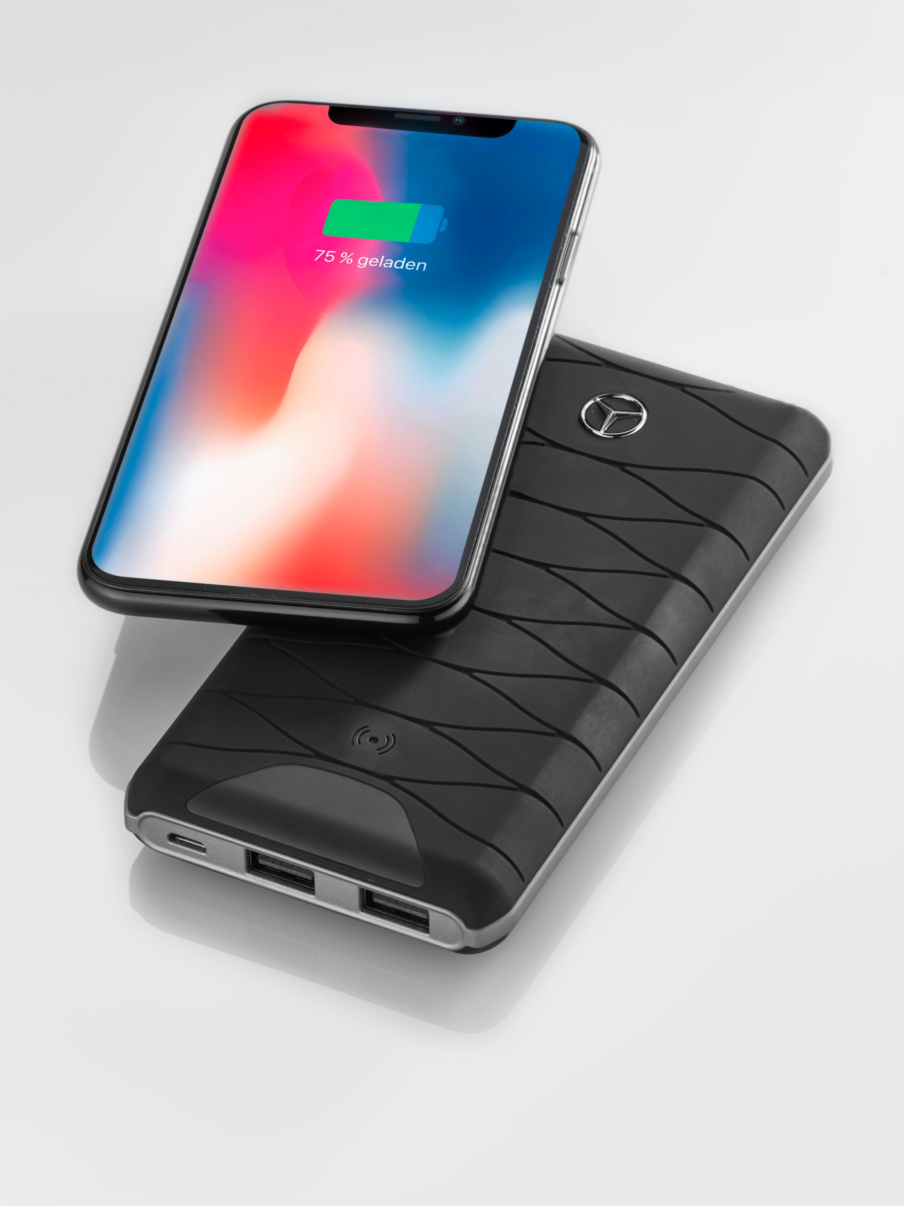 Powerbank, Stacja ładowania - czerń / srebrny, tworzywo sztuczne