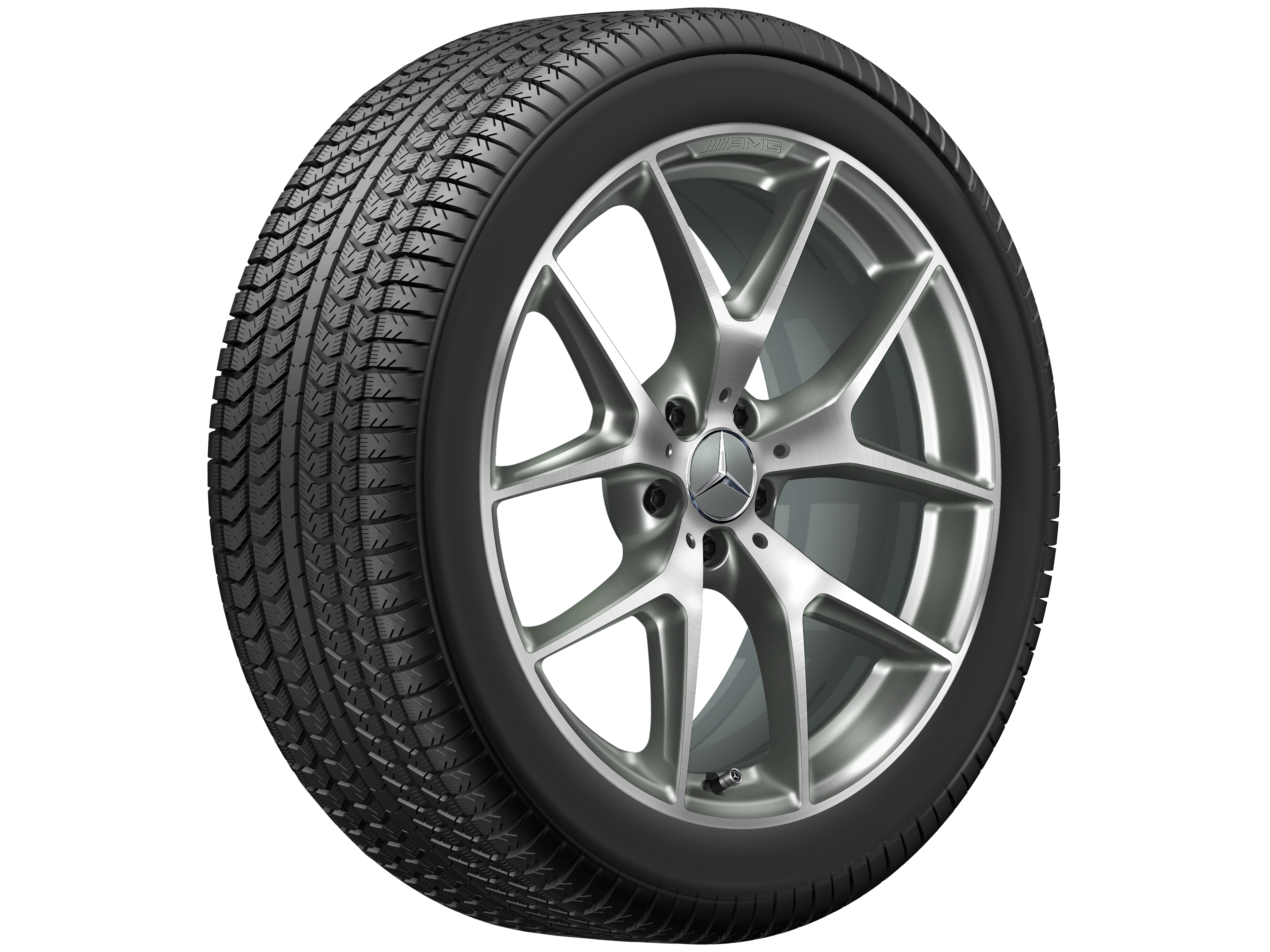 Obręcz AMG z krzyżowymi ramionami, 50,8 cm (20 cali) - 8,5 J x 20 ET 40, szarość tytanu, toczone na połysk