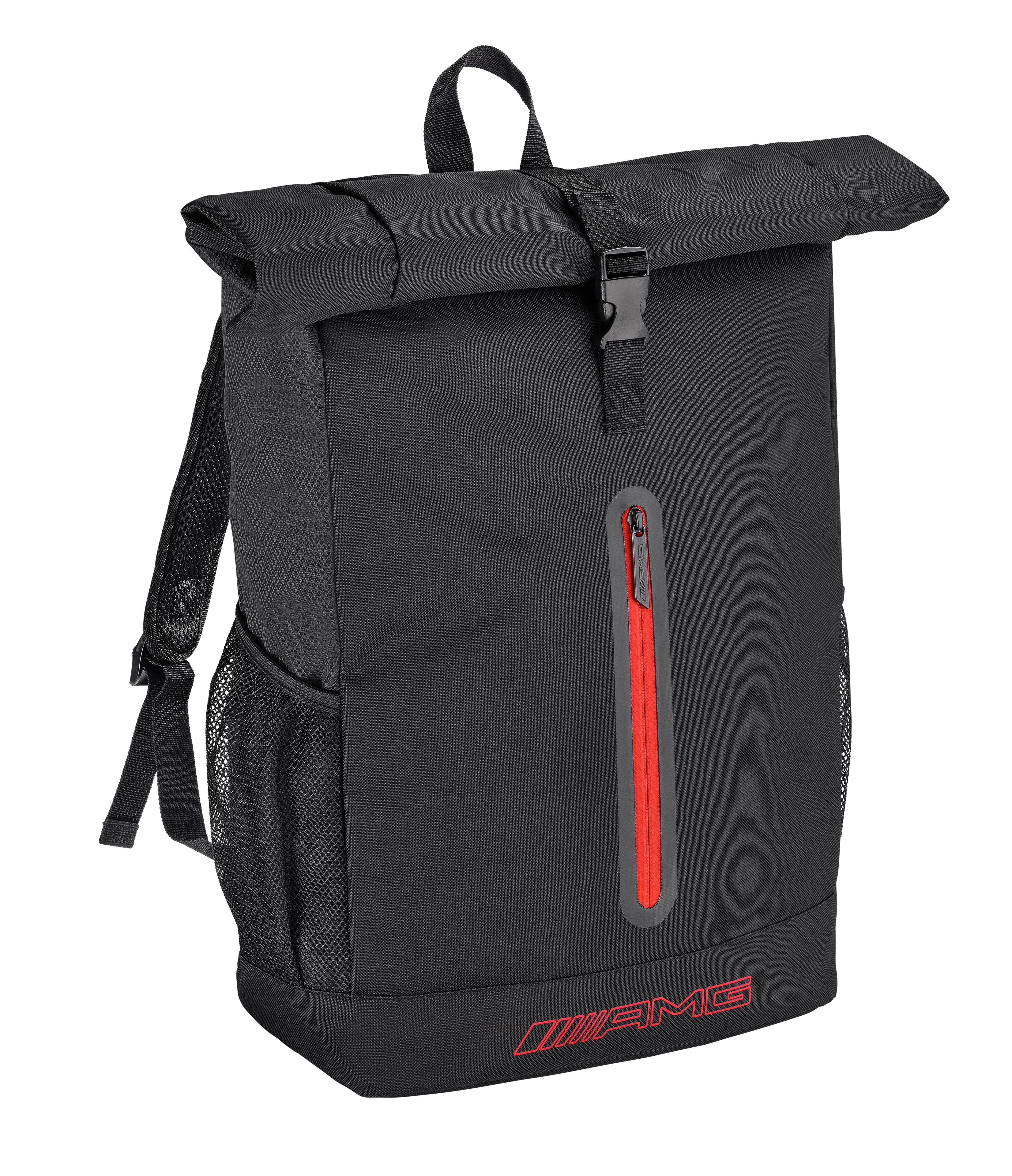 Plecak AMG, Rolltop - czerń / czerwony, poliester