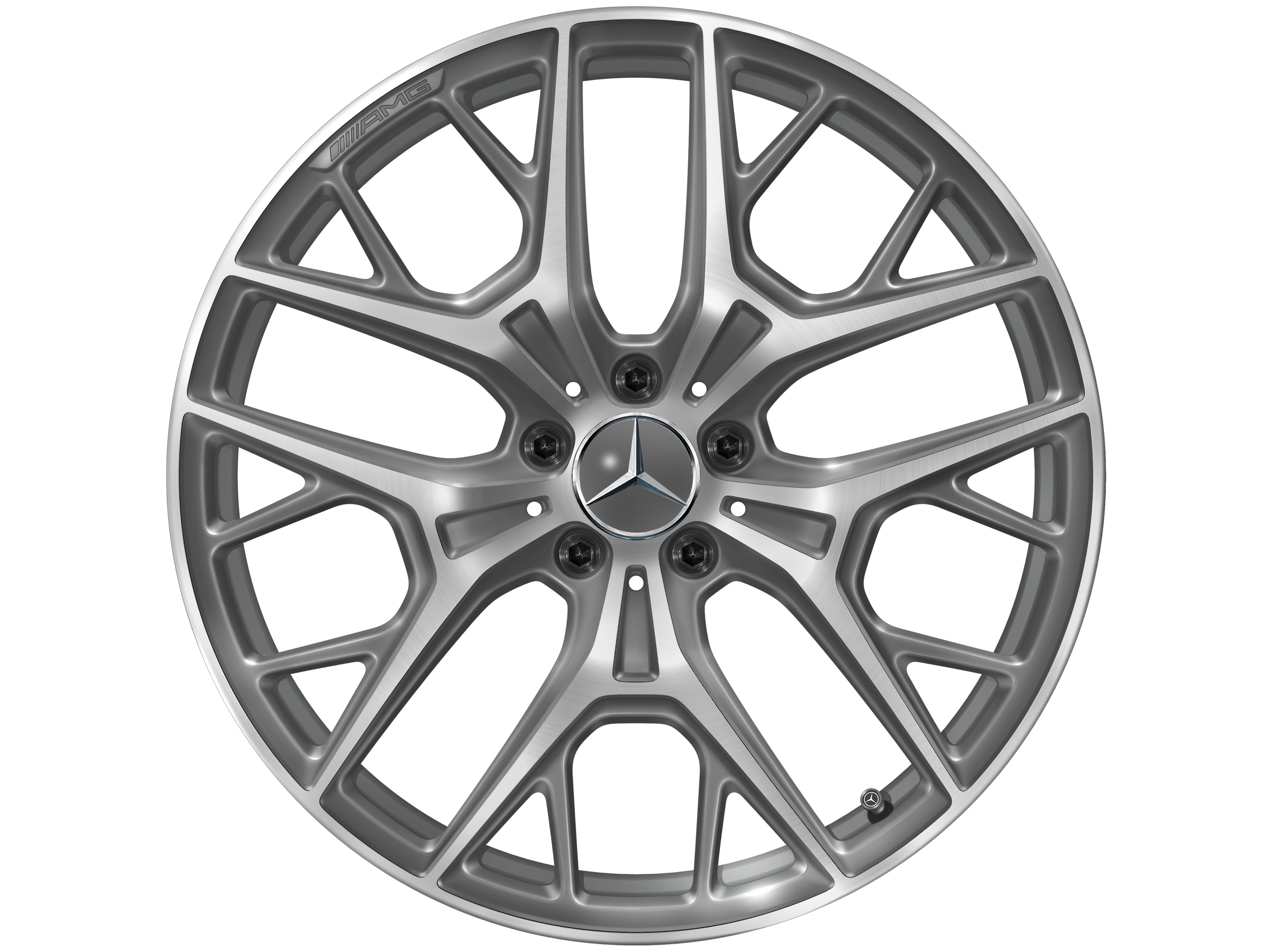 Obręcz AMG z lekkiego stopu, z krzyżowymi ramionami, 50,8 cm (20 cali) - 9 J x 20 ET 34, szarość Himalajów, toczone na połysk