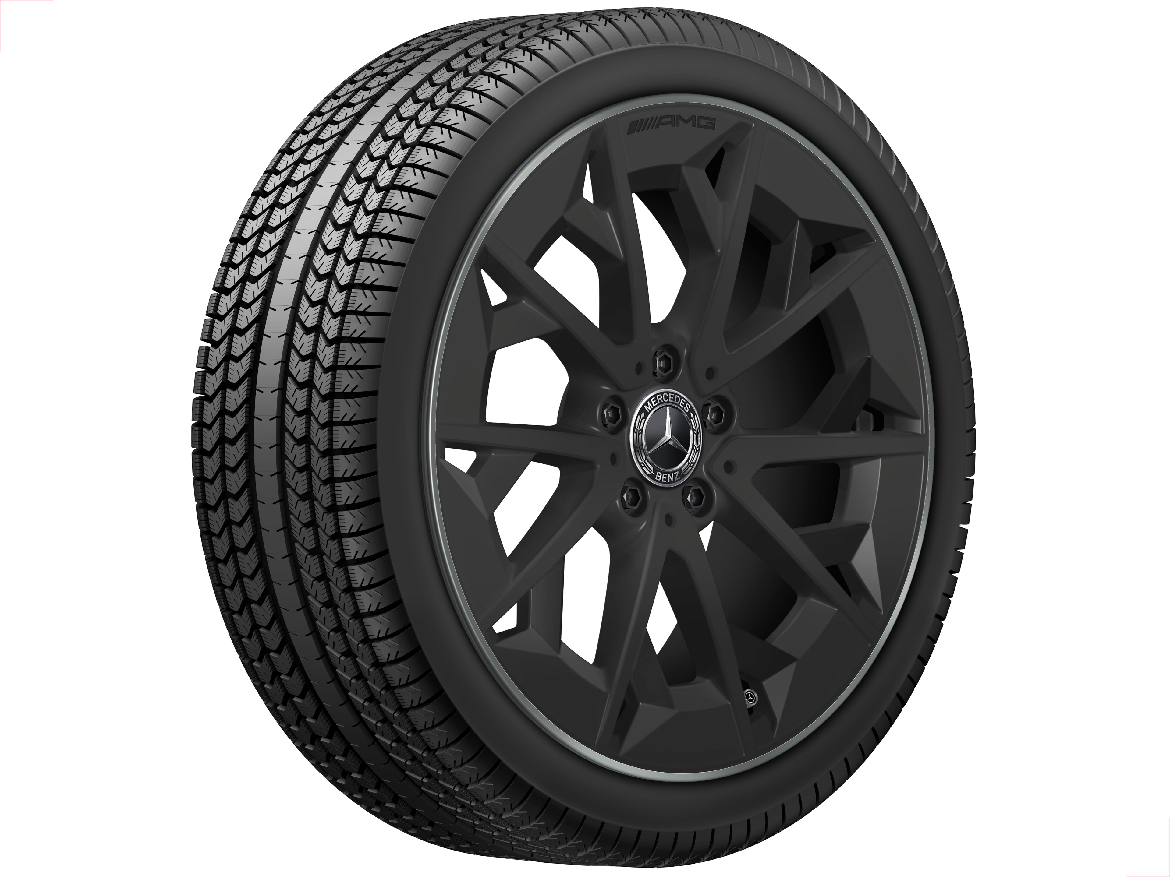 Obręcz AMG z lekkiego stopu, z krzyżowymi ramionami, 48,3 cm (19 cali) - 7,5 J x 19 ET 48,4, czarny mat / techgold mat