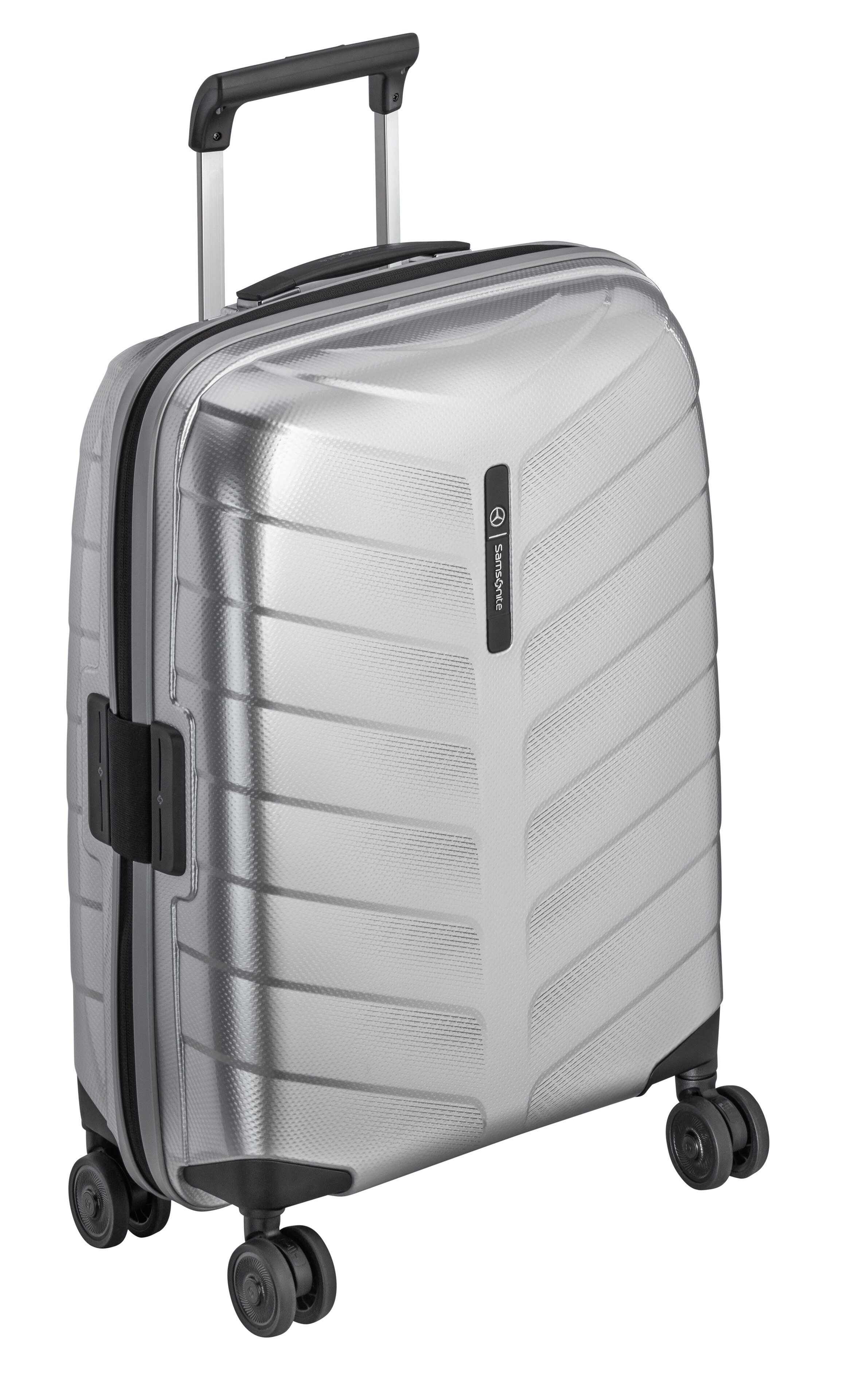 Walizka, Spinner 55 - srebrny, polipropylen / poliester, Samsonite, 38 l