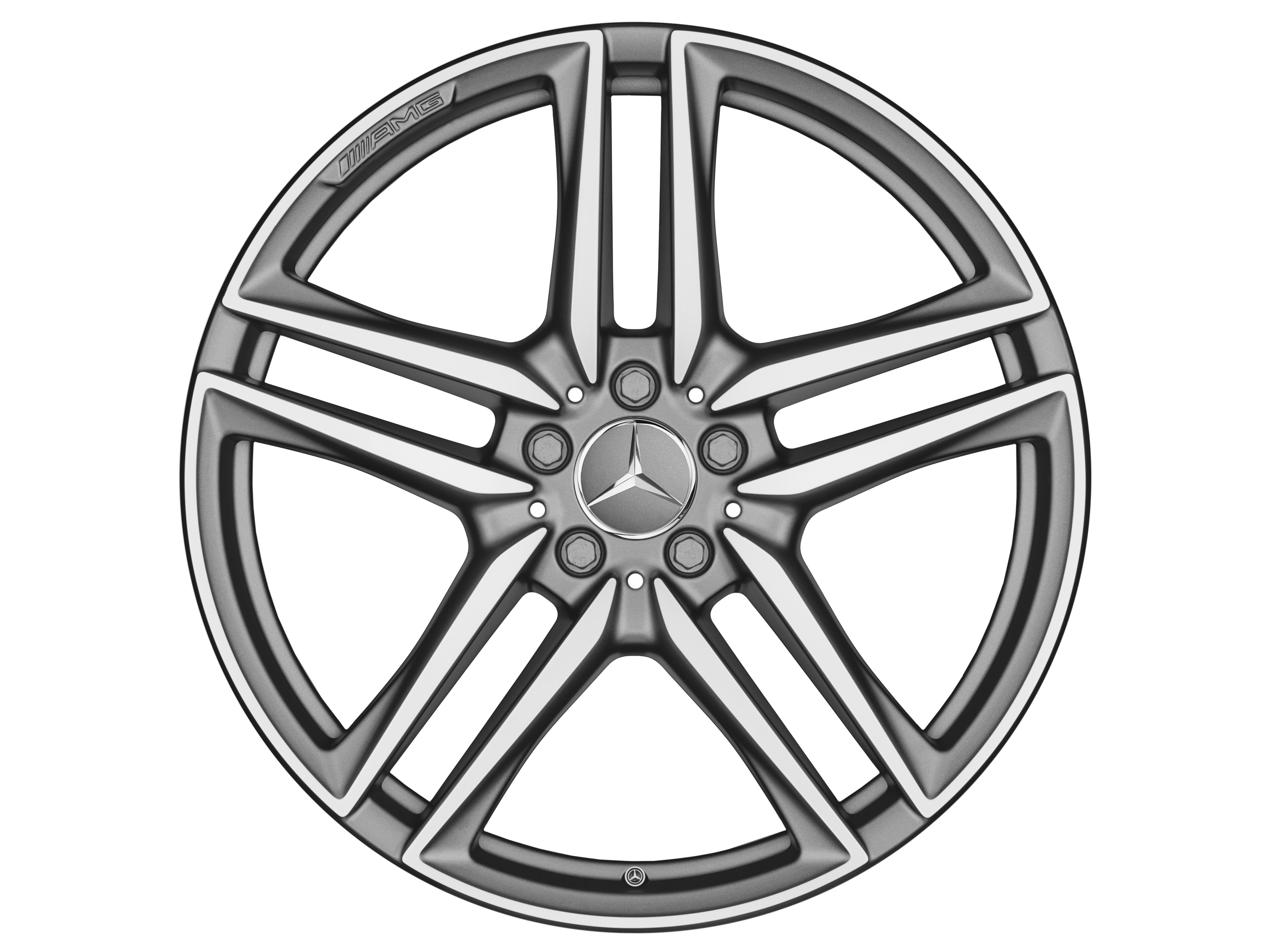 Obręcz AMG z 5 podwójnymi ramionami, 50,8 cm (20 cali) - 10 J x 20 ET 55, szarość tytanu mat, toczone na połysk
