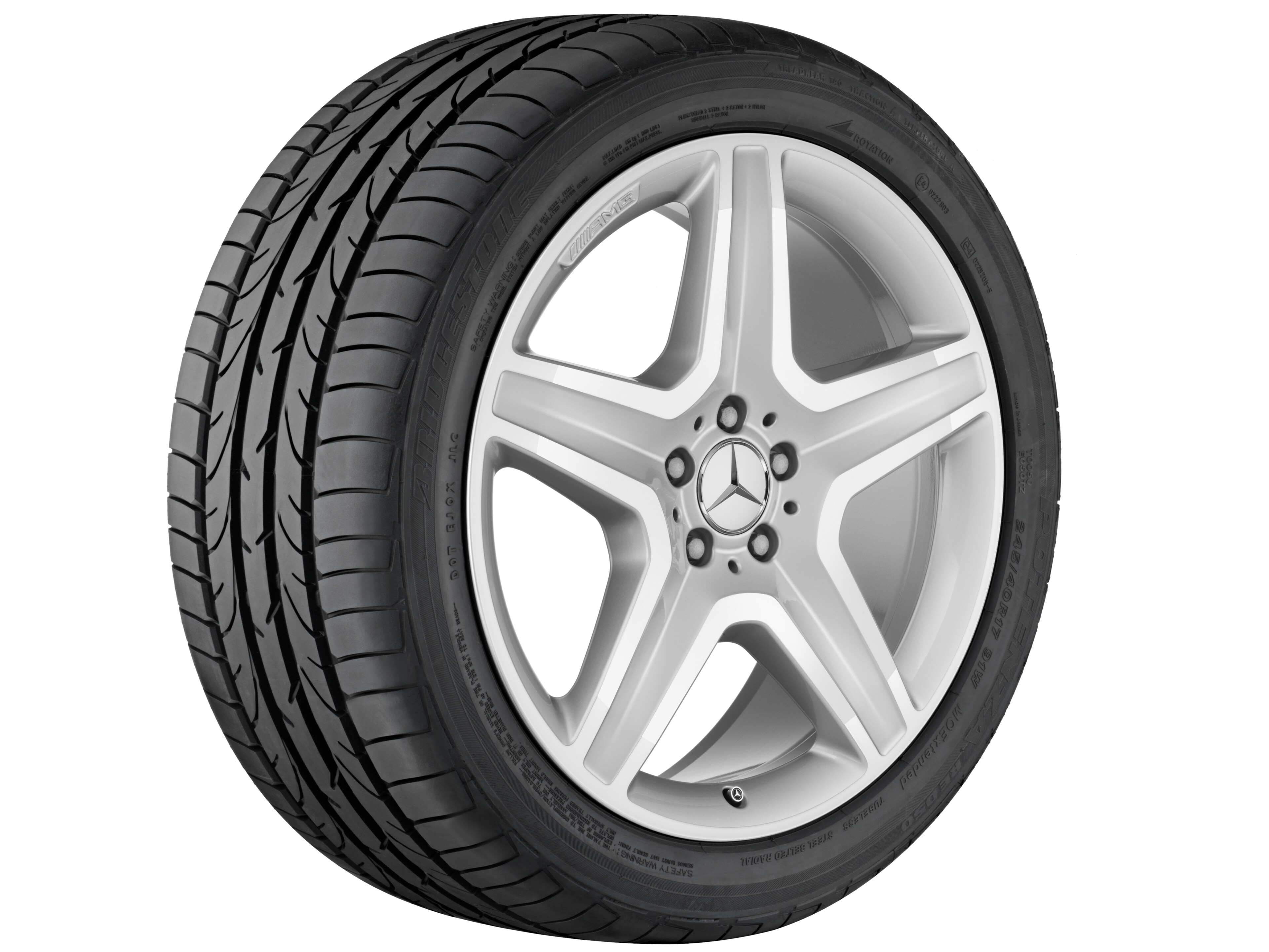Obręcz AMG 5-ramienna, 50,8 cm (20 cali) - 9 J x 20 ET 57, srebrny, toczone na połysk
