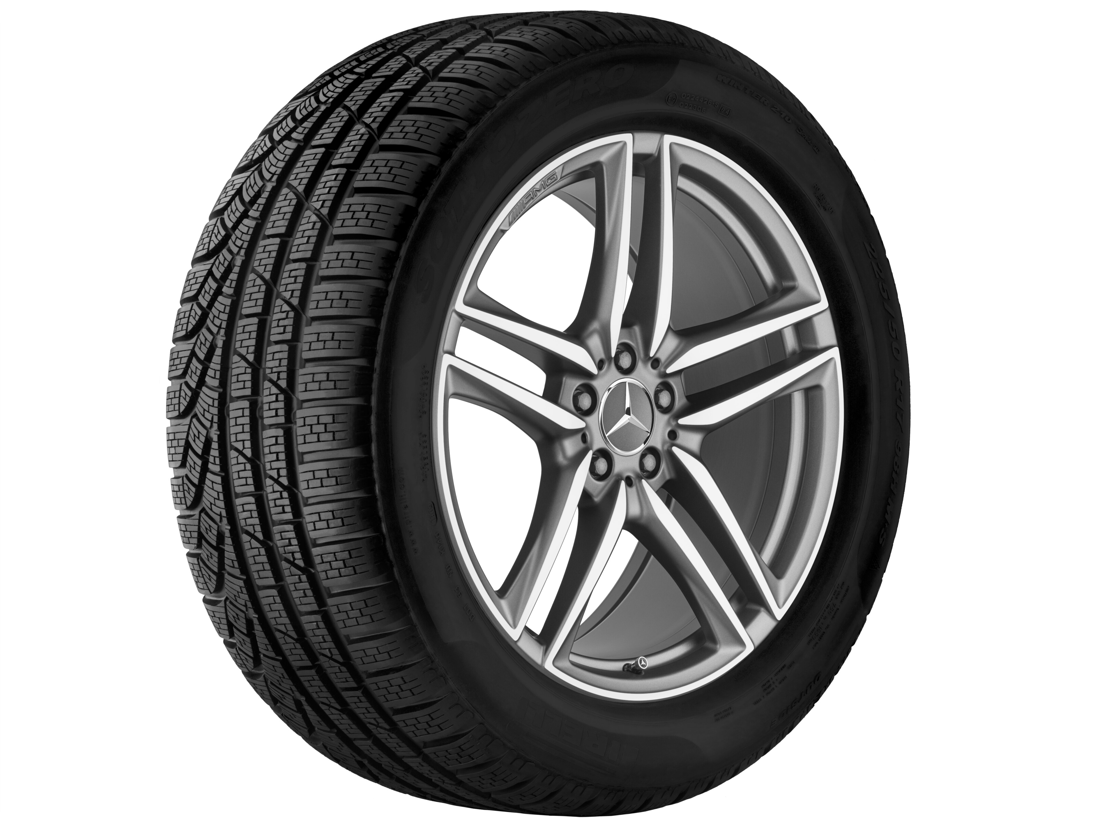 Obręcz AMG z 5 podwójnymi ramionami, 50,8 cm (20 cali) - 10 J x 20 ET 55, szarość tytanu mat, toczone na połysk