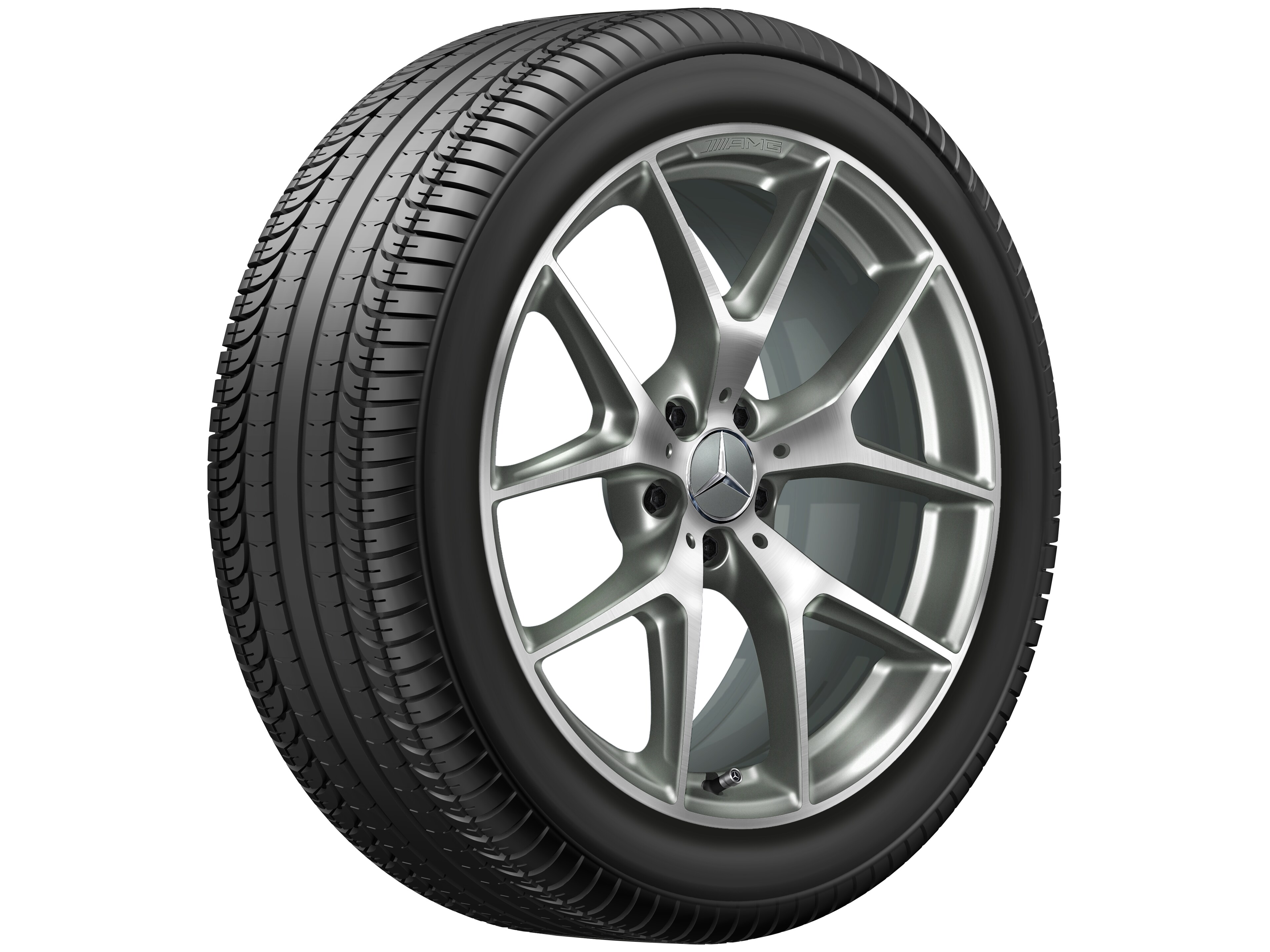 Obręcz AMG z krzyżowymi ramionami, 50,8 cm (20 cali) - 8,5 J x 20 ET 40, szarość tytanu, toczone na połysk