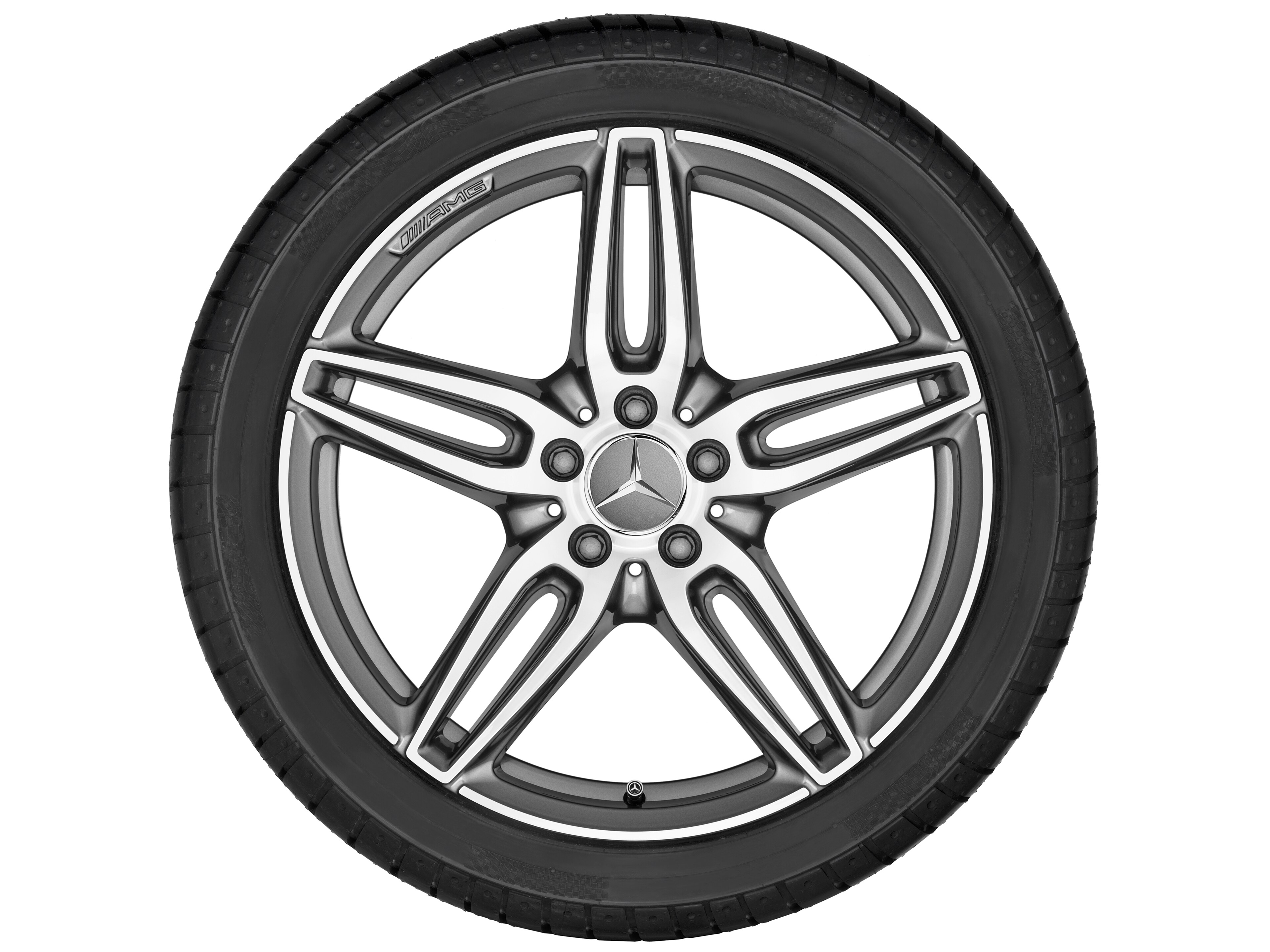 Obręcz AMG z 5 podwójnymi ramionami, 48,3 cm (19 cali) - 8 J x 19 ET 20, szarość tytanu, toczone na połysk